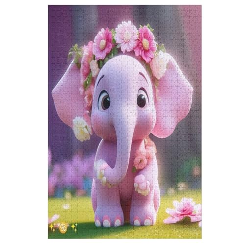 Cute Elefant -Puzzle, 1000 Teile,Holzpuzzle Für Erwachsene Kinder, Lustiges Spielzeug, Denkspiel, Spielzeug, Bildungsspiel, Herausforderung, Pädagogisch, （78×53cm） von PPZYY