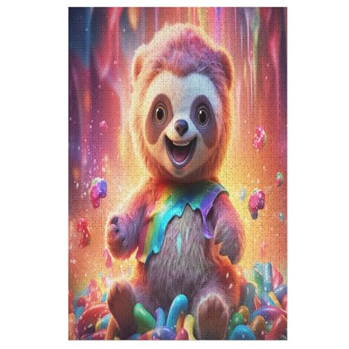 Cute Faultier Holzpuzzle 1000 Teile Klassische Puzzles Erwachsene Kinder Puzzle DIY Kit Holzspielzeug Einzigartiges Geschenk Moderne Wohnkultur （78×53cm） von PPZYY