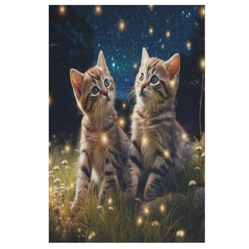 Cute Katze 1000 Teile Premium-Puzzles Für Erwachsene Kinder- Holzpuzzles Spaß Und Lernspiele - Perfekte Puzzle-Geschenke （78×53cm） von PPZYY