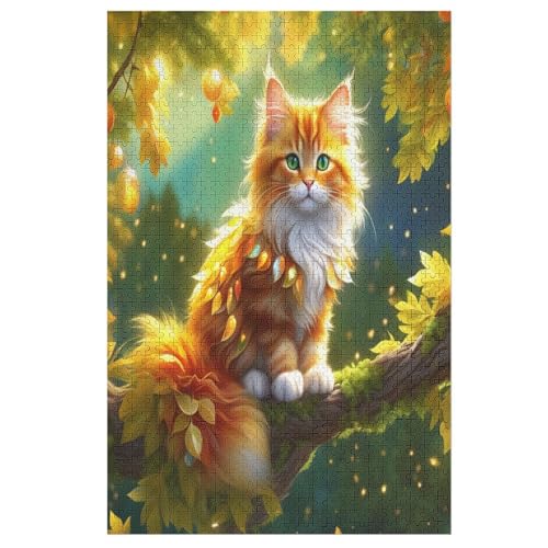 Cute Katze Puzzle 1000 Teile, Holzpuzzle Für Erwachsene, Impossible Puzzle, Geschicklichkeitsspiel Für Die Ganze Familie, Puzzle Farbenfrohes Legespiel Kinder Puzzles （78×53cm） von PPZYY