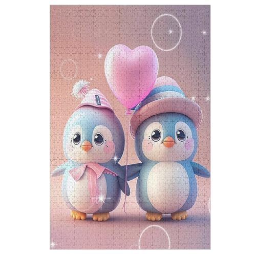 Cute Pinguin Holzpuzzle 1000 Teile, Knobelspiele Für Erwachsene, Teenager, Puzzles Unmögliche - Kinder Puzzle Zimmer Deko （78×53cm） von PPZYY