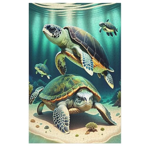 Cute Schildkröte Puzzles 1000 Teile Erwachsener Kniffel Spaß Für Die Ganze Familie - 1000 Puzzleteilige Motive, Holzpuzzle Kinder Erwachsene, Impossible Puzzle Schwer （78×53cm） von PPZYY