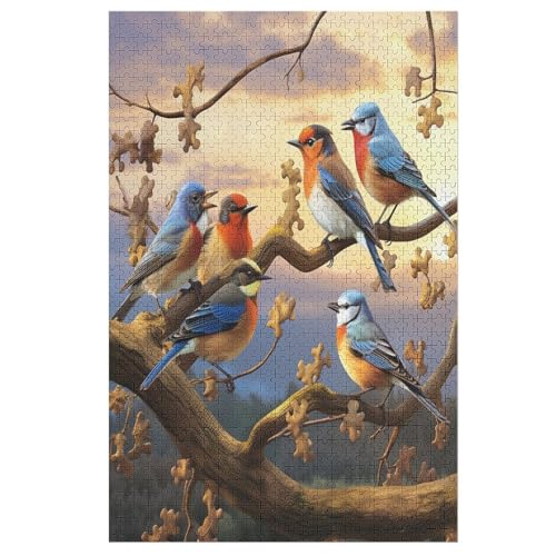 Cute Vogel -Puzzle, 1000 Teile,Holzpuzzle Für Erwachsene Kinder, Lustiges Spielzeug, Denkspiel, Spielzeug, Bildungsspiel, Herausforderung, Pädagogisch, （78×53cm） von PPZYY