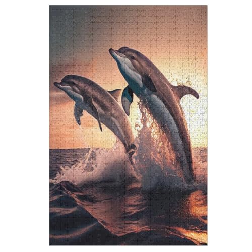 Delfin,1000 Teile,Holzpuzzle,einzigartiges Puzzle,kreatives Puzzle,Geschenk Für Erwachsene,Familienspiel,Herausforderungsaktivität,（78×53cm） von PPZYY