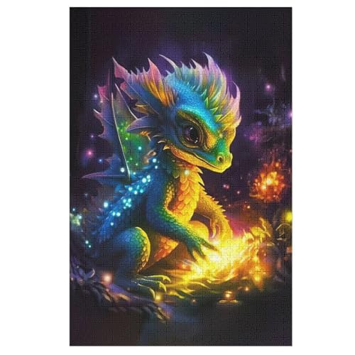 Drache Holzpuzzle 1000 Teile, Knobelspiele Für Erwachsene, Teenager, Puzzles Unmögliche - Kinder Puzzle Zimmer Deko （78×53cm） von PPZYY