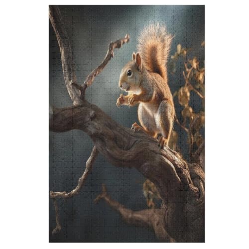 Eichhörnchen Holzpuzzle 1000 Teile,Puzzles Für Erwachsene, Impossible Puzzle, Geschicklichkeitsspiel Für Die Ganze Familie,Home Dekoration Puzzle, Puzzle Kinder Legespiel （78×53cm） von PPZYY