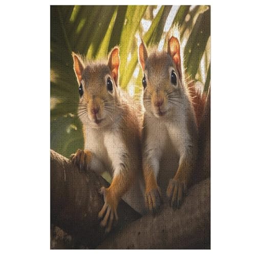 Eichhörnchen Puzzle 1000 Teile, Holzpuzzle Für Erwachsene, Impossible Puzzle, Geschicklichkeitsspiel Für Die Ganze Familie, Puzzle Farbenfrohes Legespiel Kinder Puzzles （78×53cm） von PPZYY