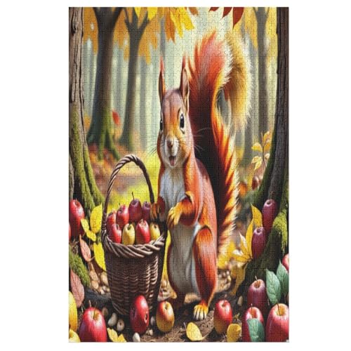 Eichhörnchen Puzzle 1000 Teile,Puzzles Für Erwachsene, Impossible Puzzle, Geschicklichkeitsspiel Für Die Ganze Familie, Puzzle Kinder,Holzpuzzle-Geschenk,Raumdekoration, （78×53cm） von PPZYY