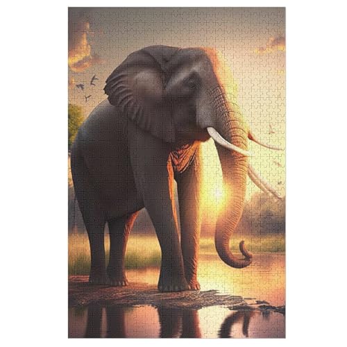 Elefant Holzpuzzle 1000 Teile, Knobelspiele Für Erwachsene, Teenager, Puzzles Unmögliche - Kinder Puzzle Zimmer Deko （78×53cm） von PPZYY