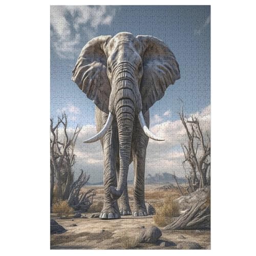 Elefant -Puzzle, 1000 Teile,Holzpuzzle Für Erwachsene Kinder, Lustiges Spielzeug, Denkspiel, Spielzeug, Bildungsspiel, Herausforderung, Pädagogisch, （78×53cm） von PPZYY