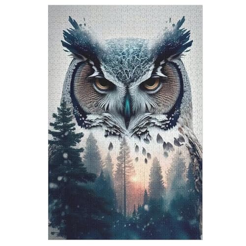 Eule,1000 Teile,Holzpuzzle,einzigartiges Puzzle,kreatives Puzzle,Geschenk Für Erwachsene,Familienspiel,Herausforderungsaktivität,（78×53cm） von PPZYY