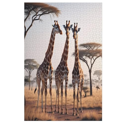 Giraffe Holzpuzzle Erwachsene - 1000 Teiliges Jigsaw Knobelspiel - Puzzle Für Erwachsene & Kinder - Outdoor & Reisespielzeug - Geduldspiel （78×53cm） von PPZYY