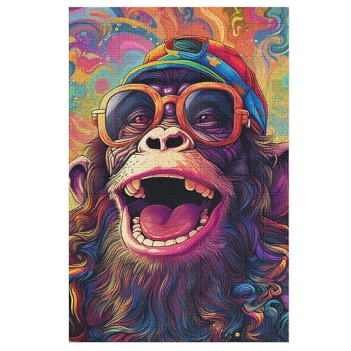 Gorilla Puzzle 1000 Teile, Holzpuzzle Für Erwachsene, Impossible Puzzle, Geschicklichkeitsspiel Für Die Ganze Familie, Puzzle Farbenfrohes Legespiel Kinder Puzzles （78×53cm） von PPZYY