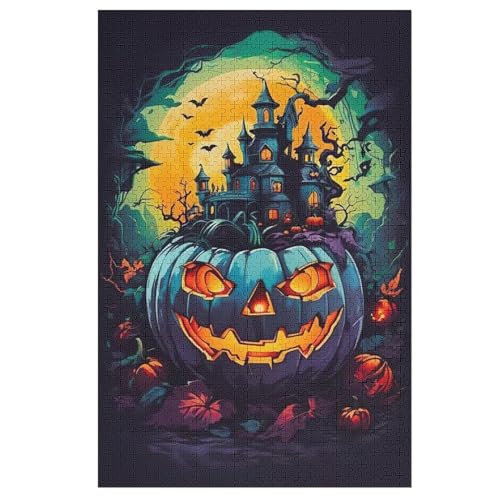 Halloween-Kürbis Puzzles 1000 Teile Erwachsener Kniffel Spaß Für Die Ganze Familie - 1000 Puzzleteilige Motive, Holzpuzzle Kinder Erwachsene, Impossible Puzzle Schwer （78×53cm） von PPZYY