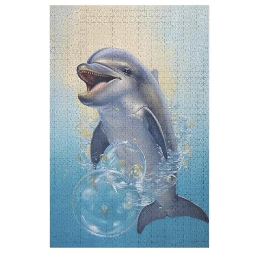 Holzpuzzle Animal Delfin Puzzle 1000 Teile Erwachsene Klassische Pädagogisches Spielzeug Kinder Lernspiel Herausforderndes Puzzles Raumdekoration Detailreiches Geschenk （78×53cm） von PPZYY