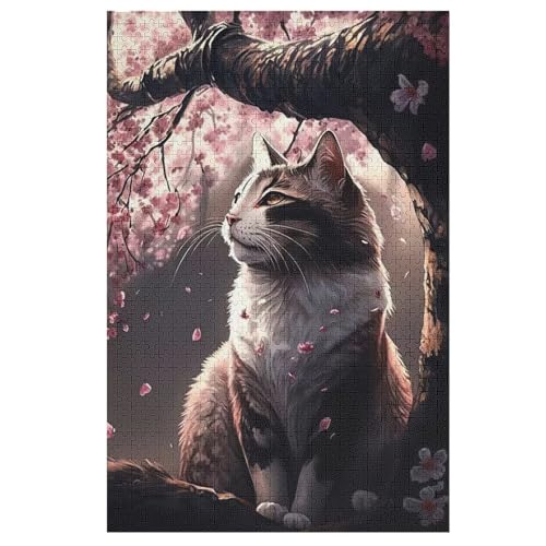 Holzpuzzle Katze Puzzle 1000 Teile Erwachsene Klassische Pädagogisches Spielzeug Kinder Lernspiel Herausforderndes Puzzles Raumdekoration Detailreiches Geschenk （78×53cm） von PPZYY