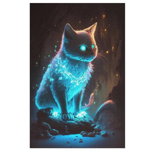 Holzpuzzle Katze Puzzle 1000 Teile Erwachsene Klassische Pädagogisches Spielzeug Kinder Lernspiel Herausforderndes Puzzles Raumdekoration Detailreiches Geschenk （78×53cm） von PPZYY