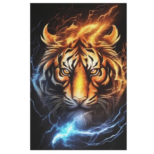 Holzpuzzle Tiger Puzzle 1000 Teile Erwachsene Klassische Pädagogisches Spielzeug Kinder Lernspiel Herausforderndes Puzzles Raumdekoration Detailreiches Geschenk （78×53cm） von PPZYY