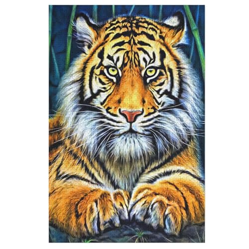 Holzpuzzle Tiger Puzzle 1000 Teile Erwachsene Klassische Pädagogisches Spielzeug Kinder Lernspiel Herausforderndes Puzzles Raumdekoration Detailreiches Geschenk （78×53cm） von PPZYY