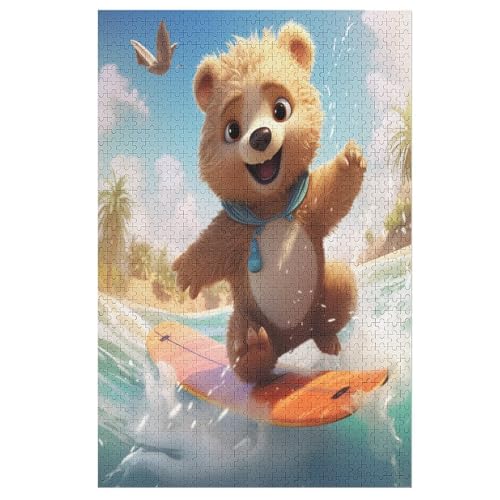 Holzpuzzle süßer Bär Puzzle 1000 Teile Erwachsene Klassische Pädagogisches Spielzeug Kinder Lernspiel Herausforderndes Puzzles Raumdekoration Detailreiches Geschenk （78×53cm） von PPZYY