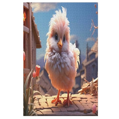 Holzpuzzles 1000 Teile Cute Huhn -Puzzle Für Jungen Und Mädchen, Schwierigkeitsgrad, Lernspiele, Familienspielzeug （78×53cm） von PPZYY