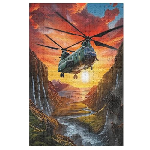 Hubschrauber Holzpuzzle 1000 Teile Klassische Puzzles Erwachsene Kinder Puzzle DIY Kit Holzspielzeug Einzigartiges Geschenk Moderne Wohnkultur （78×53cm） von PPZYY