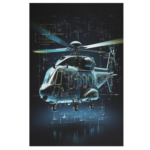 Hubschrauber Puzzle 1000 Teile,Puzzles Für Erwachsene, Impossible Puzzle, Geschicklichkeitsspiel Für Die Ganze Familie, Puzzle Kinder,Holzpuzzle-Geschenk,Raumdekoration, （78×53cm） von PPZYY