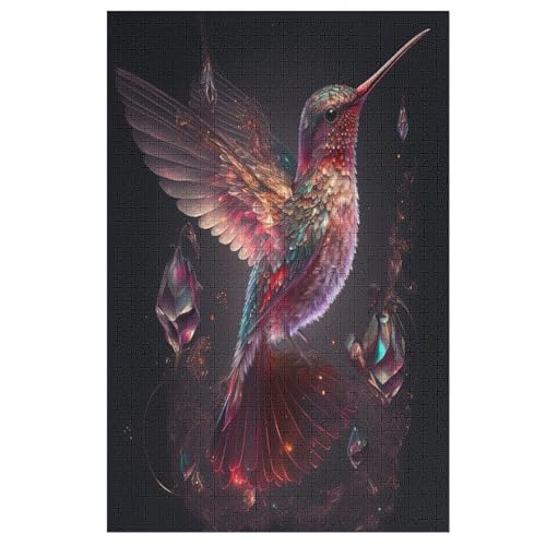 HummingVogel Puzzle 1000 Teile, Holzpuzzle Für Erwachsene, Impossible Puzzle, Geschicklichkeitsspiel Für Die Ganze Familie, Puzzle Farbenfrohes Legespiel Kinder Puzzles （78×53cm） von PPZYY