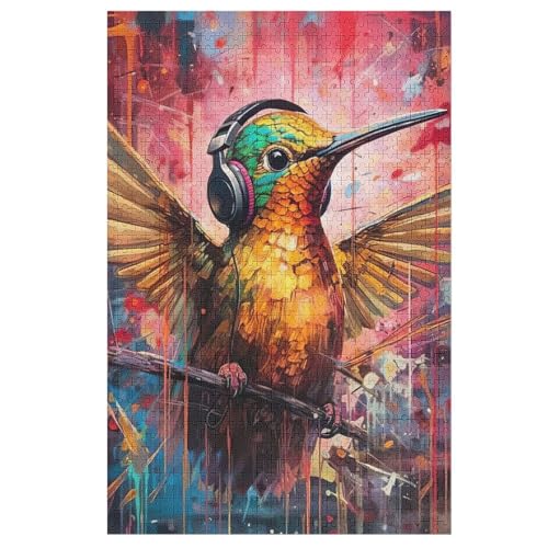 HummingVogel Puzzle Für Erwachsene 1000 Teile Premium 100% Recyceltes Brett Zum Lernen, Lernspielzeug, Familienspiele Kinder Holzpuzzle （78×53cm） von PPZYY