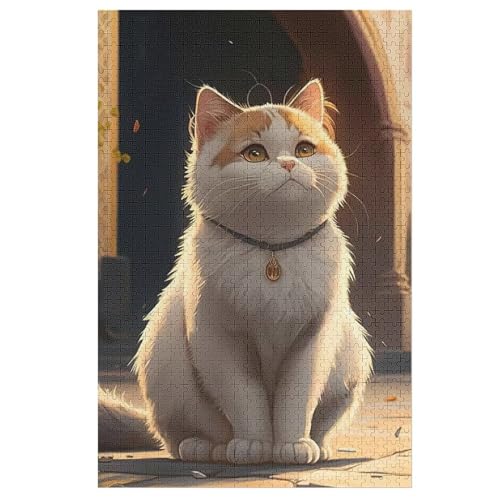 Katze Holzpuzzle 1000 Stück Puzzles Für Erwachsene Teenager Stress Abbauen Familien-Puzzlespiel Poster 1000-teiliges Puzzle Kinder Lernspiel Spielzeug Geschenk （78×53cm） von PPZYY