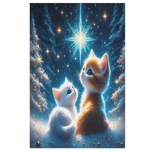 Katze Holzpuzzle Erwachsene - 1000 Teiliges Jigsaw Knobelspiel - Puzzle Für Erwachsene & Kinder - Outdoor & Reisespielzeug - Geduldspiel （78×53cm） von PPZYY