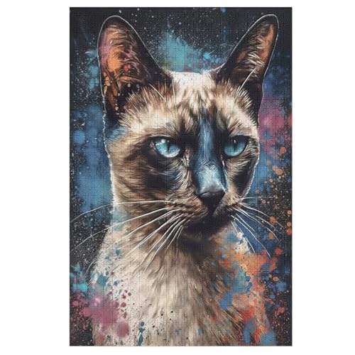 Katze -Puzzle, 1000 Teile,Holzpuzzle Für Erwachsene Kinder, Lustiges Spielzeug, Denkspiel, Spielzeug, Bildungsspiel, Herausforderung, Pädagogisch, （78×53cm） von PPZYY