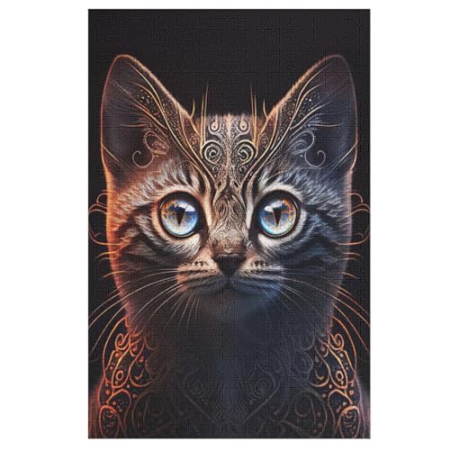 Katze -Puzzle, 1000 Teile,Holzpuzzle Für Erwachsene Kinder, Lustiges Spielzeug, Denkspiel, Spielzeug, Bildungsspiel, Herausforderung, Pädagogisch, （78×53cm） von PPZYY