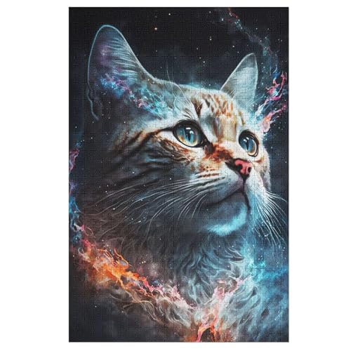 Katze Puzzle Für Erwachsene 1000 Teile Premium 100% Recyceltes Brett Zum Lernen, Lernspielzeug, Familienspiele Kinder Holzpuzzle （78×53cm） von PPZYY