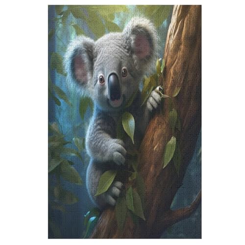 Koala Holzpuzzle 1000 Teile, Knobelspiele Für Erwachsene, Teenager, Puzzles Unmögliche - Kinder Puzzle Zimmer Deko （78×53cm） von PPZYY