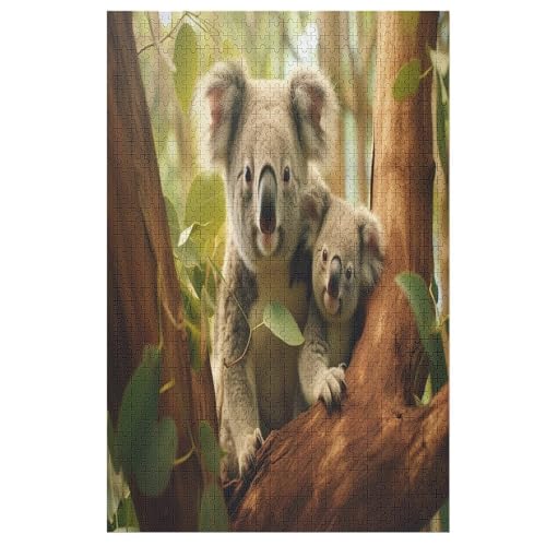 Koala Holzpuzzle 1000 Teile,Puzzles Für Erwachsene, Impossible Puzzle, Geschicklichkeitsspiel Für Die Ganze Familie,Home Dekoration Puzzle, Puzzle Kinder Legespiel （78×53cm） von PPZYY