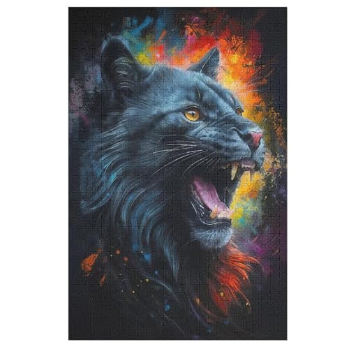 Leopard Holzpuzzle 1000 Teile,Puzzles Für Erwachsene, Impossible Puzzle, Geschicklichkeitsspiel Für Die Ganze Familie,Home Dekoration Puzzle, Puzzle Kinder Legespiel （78×53cm） von PPZYY