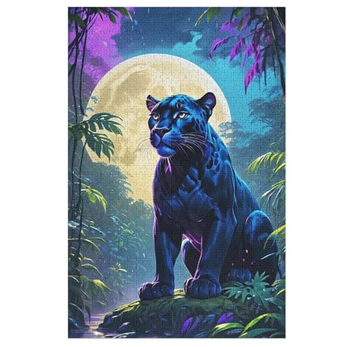 Leopard -Puzzle, 1000 Teile,Holzpuzzle Für Erwachsene Kinder, Lustiges Spielzeug, Denkspiel, Spielzeug, Bildungsspiel, Herausforderung, Pädagogisch, （78×53cm） von PPZYY