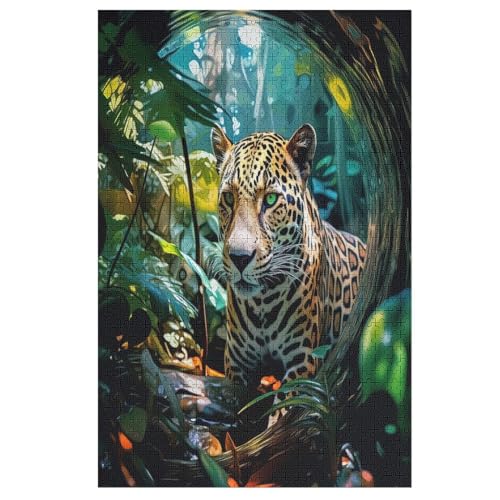 Leopard -Puzzle, 1000 Teile,Holzpuzzle Für Erwachsene Kinder, Lustiges Spielzeug, Denkspiel, Spielzeug, Bildungsspiel, Herausforderung, Pädagogisch, （78×53cm） von PPZYY