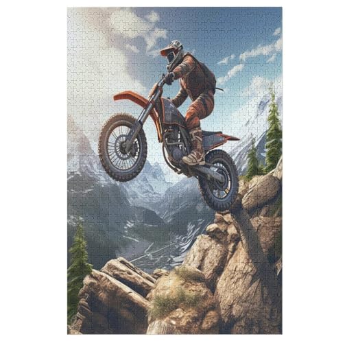 Motocross Holzpuzzle 1000 Teile,Puzzles Für Erwachsene, Impossible Puzzle, Geschicklichkeitsspiel Für Die Ganze Familie,Home Dekoration Puzzle, Puzzle Kinder Legespiel （78×53cm） von PPZYY