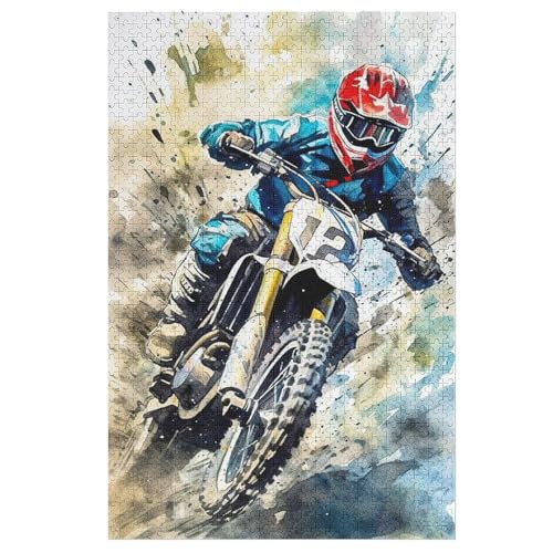 Motocross Puzzle Für Erwachsene,1000-teiliges Puzzle,Puzzle Für Erwachsene Und Kinder,Holzpuzzle,Lernspielzeug, （78×53cm） von PPZYY