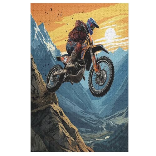 Motocross Puzzle Für Erwachsene 1000 Teile Premium 100% Recyceltes Brett Zum Lernen, Lernspielzeug, Familienspiele Kinder Holzpuzzle （78×53cm） von PPZYY