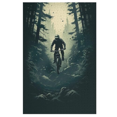 Mountainbike Holzpuzzle 1000 Stück Puzzles Für Erwachsene Teenager Stress Abbauen Familien-Puzzlespiel Poster 1000-teiliges Puzzle Kinder Lernspiel Spielzeug Geschenk （78×53cm） von PPZYY