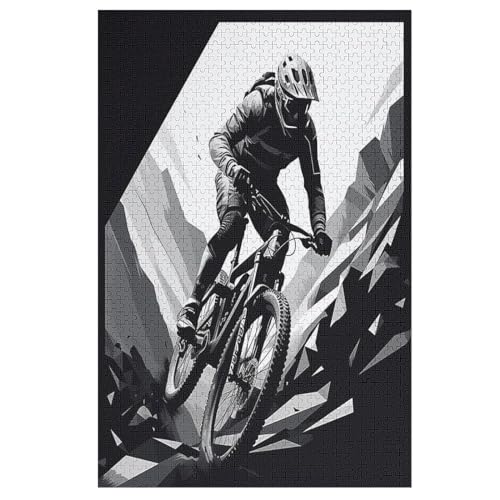 Mountainbike Holzpuzzle 1000 Teile,Puzzles Für Erwachsene, Impossible Puzzle, Geschicklichkeitsspiel Für Die Ganze Familie,Home Dekoration Puzzle, Puzzle Kinder Legespiel （78×53cm） von PPZYY