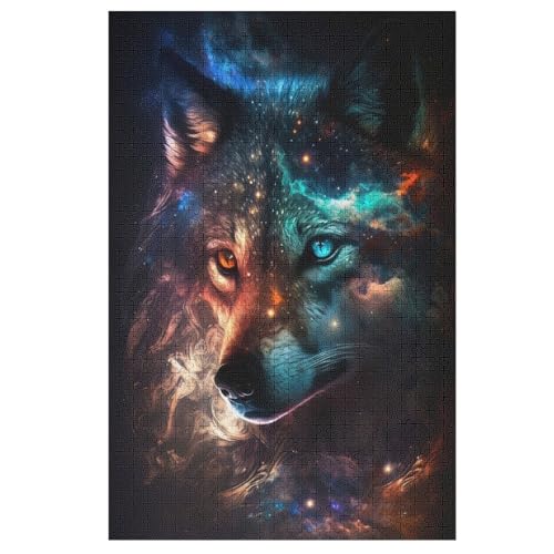 Nebelwolf Puzzle 1000 Teile,Puzzles Für Erwachsene, Impossible Puzzle, Geschicklichkeitsspiel Für Die Ganze Familie, Puzzle Kinder,Holzpuzzle-Geschenk,Raumdekoration, （78×53cm） von PPZYY