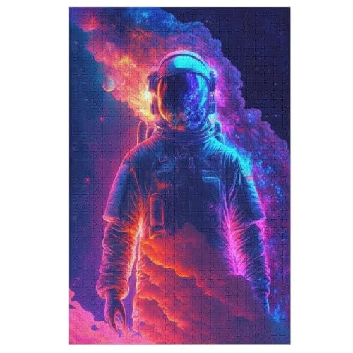 Neon Astronaut Puzzle 1000 Teile,Puzzles Für Erwachsene, Impossible Puzzle, Geschicklichkeitsspiel Für Die Ganze Familie, Puzzle Kinder,Holzpuzzle-Geschenk,Raumdekoration, （78×53cm） von PPZYY