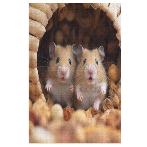 Niedlich Hamster Holzpuzzle Erwachsene - 1000 Teiliges Jigsaw Knobelspiel - Puzzle Für Erwachsene & Kinder - Outdoor & Reisespielzeug - Geduldspiel （78×53cm） von PPZYY