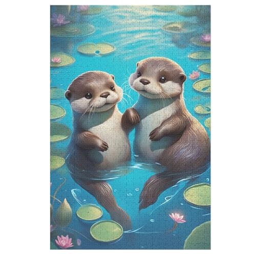 Otter -Puzzle, 1000 Teile,Holzpuzzle Für Erwachsene Kinder, Lustiges Spielzeug, Denkspiel, Spielzeug, Bildungsspiel, Herausforderung, Pädagogisch, （78×53cm） von PPZYY