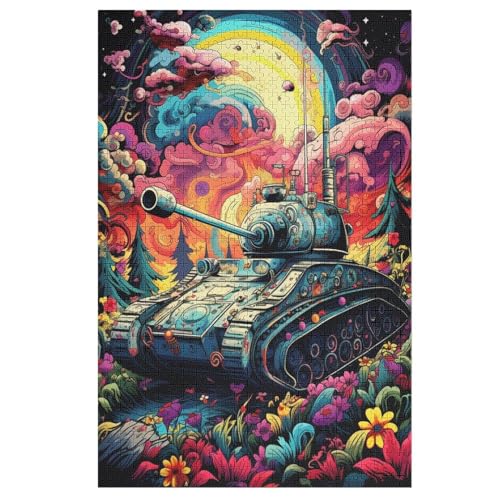 Panzer Holzpuzzle 1000 Teile, Knobelspiele Für Erwachsene, Teenager, Puzzles Unmögliche - Kinder Puzzle Zimmer Deko （78×53cm） von PPZYY