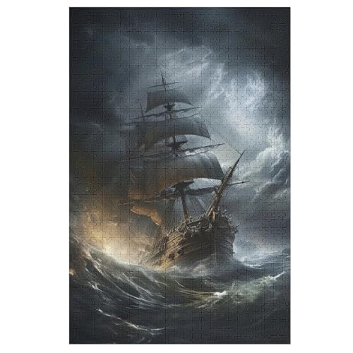 Piratnschiff,Boat 1000 Teile Premium-Puzzles Für Erwachsene Kinder- Holzpuzzles Spaß Und Lernspiele - Perfekte Puzzle-Geschenke （78×53cm） von PPZYY